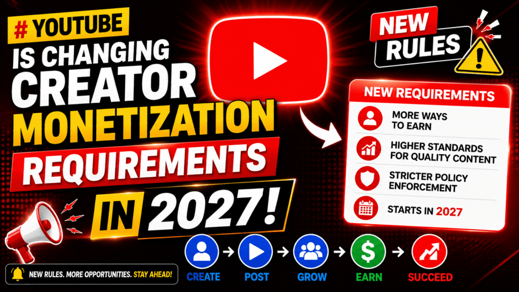 YouTube Is Changing Creator Monetization Requirements in 2027 YouTube announces new Partner Program monetization requirements taking effect in 2027